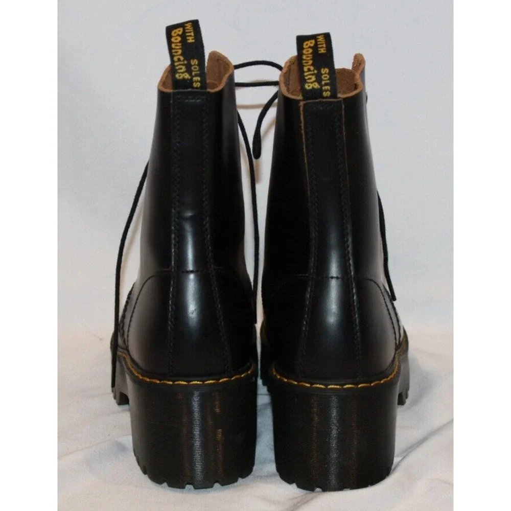 Dr. Martens Leona Women's Leather‎ Platform Boots Black US 9 NEW